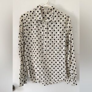 J. Crew Black and Cream Polka Dot Blouse